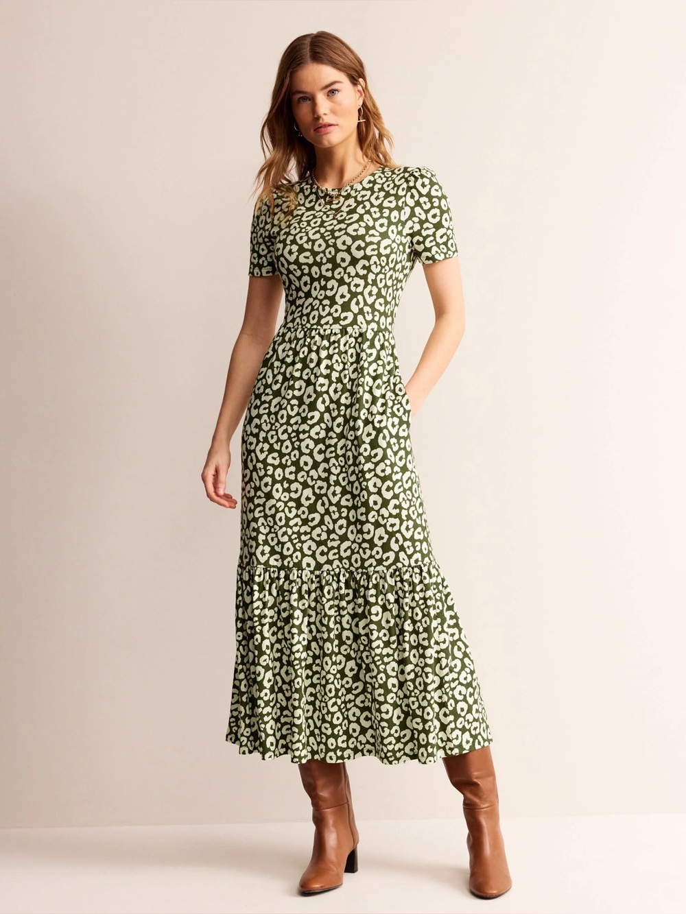 Boden Emma Tiered Jersey Midi Dress Size 10